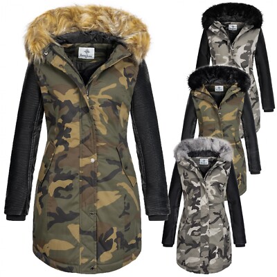 Black Friday Damen Winterjacke KUDMOL Damen Winterparka Mit Kunstpelz-Kapuze - Warme Gefütterte Jacke Für Kalte Tage Winterjacke Damen Grosse Grössen