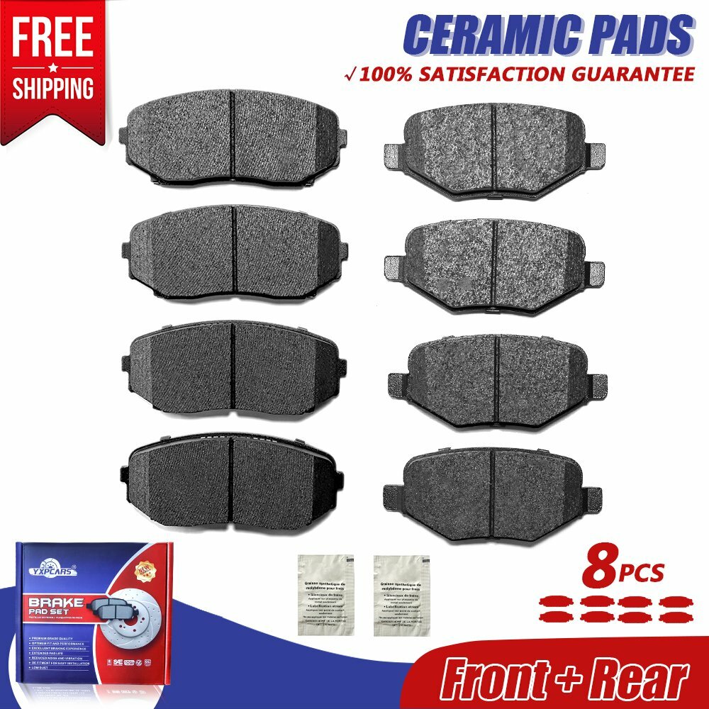 Front and Rear Ceramic Brake Pads For 2011-2014 Ford Edge, 2011