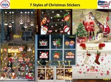 Christmas Window Cling Wall Sticker Decal Snowflake Santa Claus Reindeer Decor