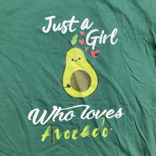Youth Girls MEDIUM (9 - 10) Green T-Shirt Just A Girl Who Loves Avocado - Picture 4 of 7