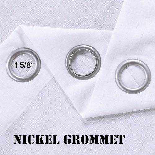 Solid White Linen-Blend Light Filtering Grommet Curtain Panels Set of 2-52"x72" - Picture 3 of 11