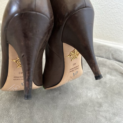 Charlotte Olympia Women’s Leather Ankle Boots Sz 40 Brown Green Dressy Party - Picture 9 of 13