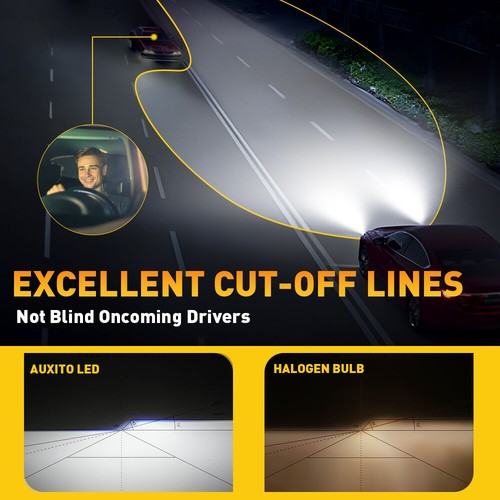 AUXITO M5S H7 LED Headlight High/Low Beam Bulbs 200W 550000LM Bright White 6500K - Foto 7 di 28