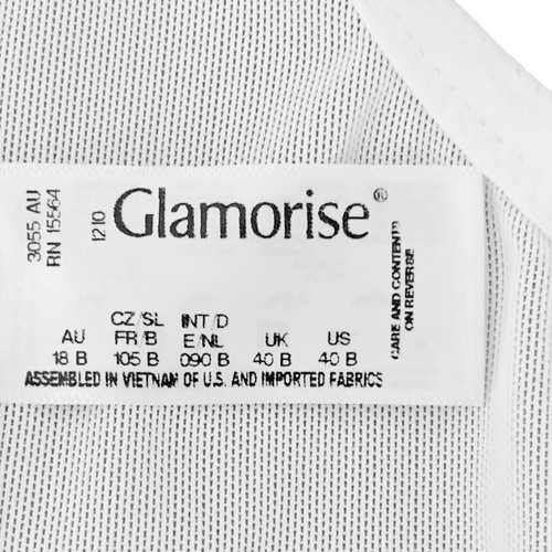 Glamorise, White with Lace Trim, Front Opening Unpadded Wireless Bra, size 40B - Picture 3 of 3