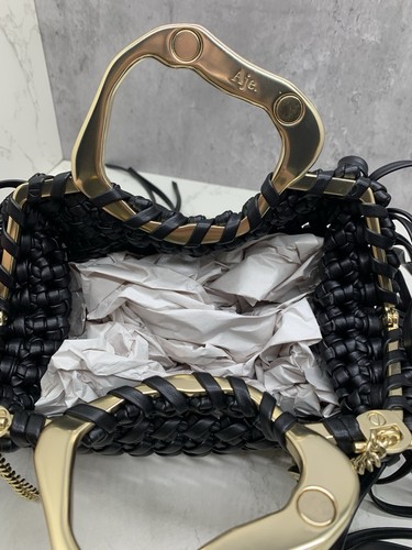 New Aje Black Weave Micro Fringe Frame Bag OS - RRP $425 BNWT - Picture 9 of 10