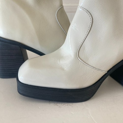 Free People Ruby Shine Platform Boots White Patent Leather Sz 38.5 NWOT - Picture 2 of 8