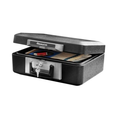 NEW 1160 Fire-Resistant Box Safe with Key Lock 0.25 cu. ft., Black