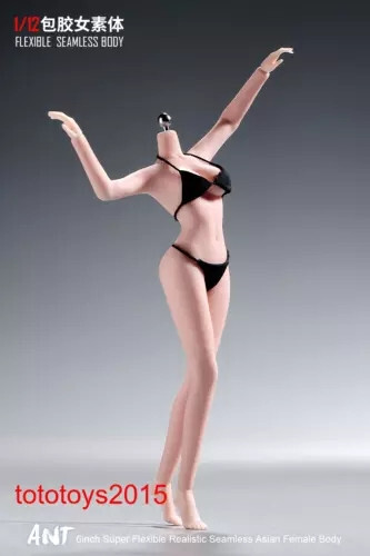  Figura de acción femenina sin costuras 1/12 busto grande cuerpo piel pálida para cabeza de soldado de 6" - Imagen 10 de 10