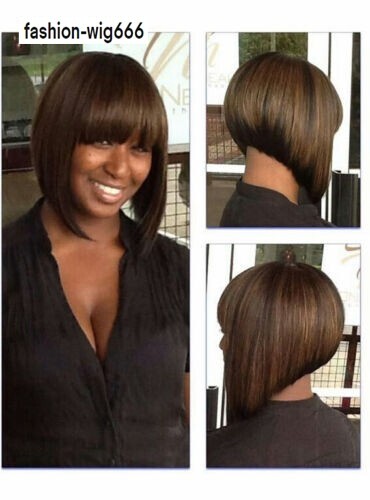 Full Bang Short Straight Bob Hairstyle Synthetic Hair Capless Wigs 10 Inches - Bild 4 von 7