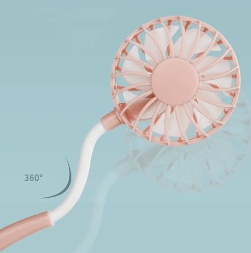 Tragbarer Mini Sport Ventilator USB Wiederaufladbar Nackenbügel Rosa Nacken Hängend Dual Kühlung - Bild 4 von 4