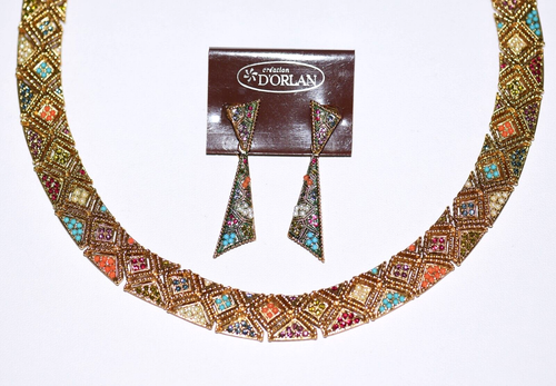 Vibrant 1960 D'ORLAN BURIED TREASURE Necklace and Earring SET - Picture 2 of 18