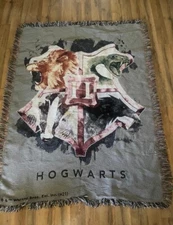 Harry Potter Hogwarts Crest Woven Tapestry Throw Blanket Afghan Wall Decor 59x42