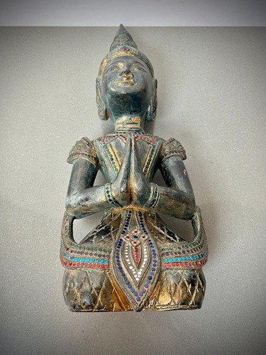 ANTIQUE THAI BUDDHIST TEPPANOM ANGEL GUARDIAN OF ENLIGHTENED BUDDHA LARGE 54 cm - Picture 24 of 24
