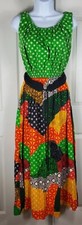 Vintage 70s Hippie Boho Festival Dress Multicolor Patchwork Cardinal Cotton Co.