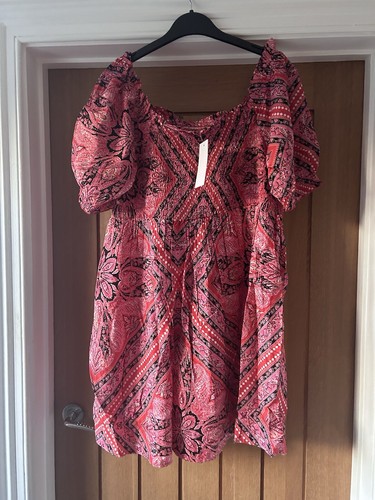 BNWT YOURS Lovely Pink Colour Paisley Print Shirred Tunic Top UK 16 - Picture 13 of 17