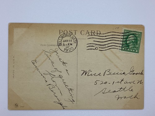 Postcard Birthday greetings Flowers Poem Bellingham WA 1920 H96 - Picture 2 of 2