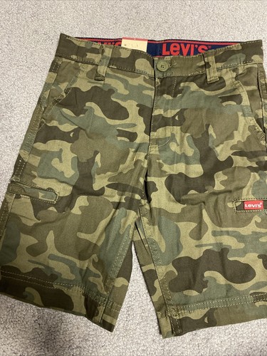 Levi's Boy's Youth Adjustable Waist Cargo Short - Green Camouflage - Size 12 - Picture 1 of 3