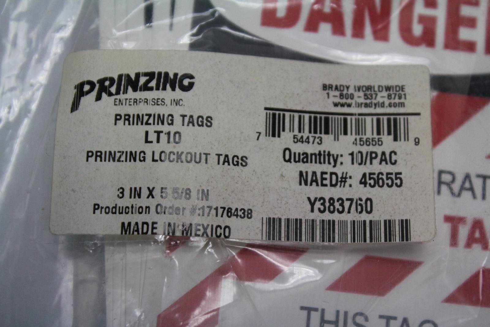10 Pack Brady LT10 Prinzing Lockout Tags 10 Pack Brady LT10 Prinzing Lockout Tags
