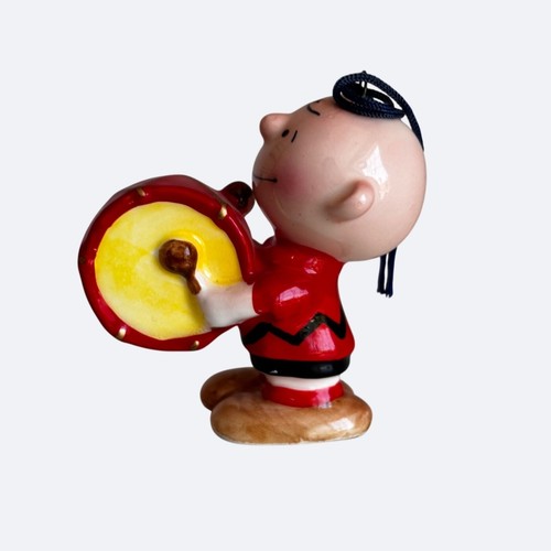 Set 3 decorazioni natalizie vintage Peanuts Snoopy Charlie Brown figure in ceramica anni 60-70 - Foto 8 di 11