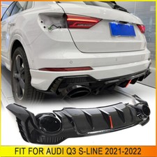Rear Bumper Diffuser Lip +Exhaust Tip Spoiler Fit for Audi Q3 S-Line 2021-2022