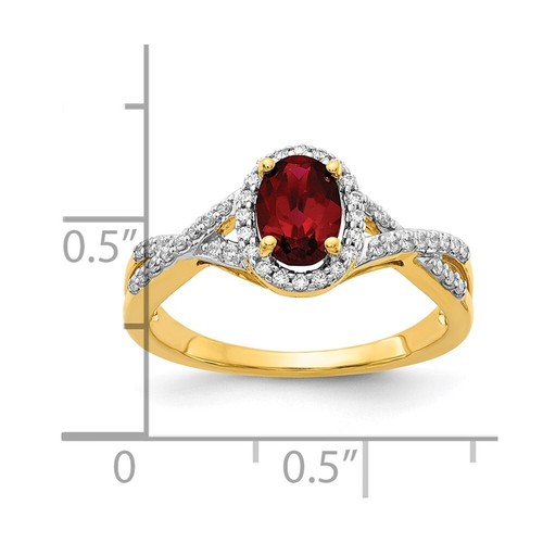 1.2 Ct Lab Grown Diamond and Lab Created Ruby Halo Ring Size 7 14k Yellow Gold - Picture 3 of 4