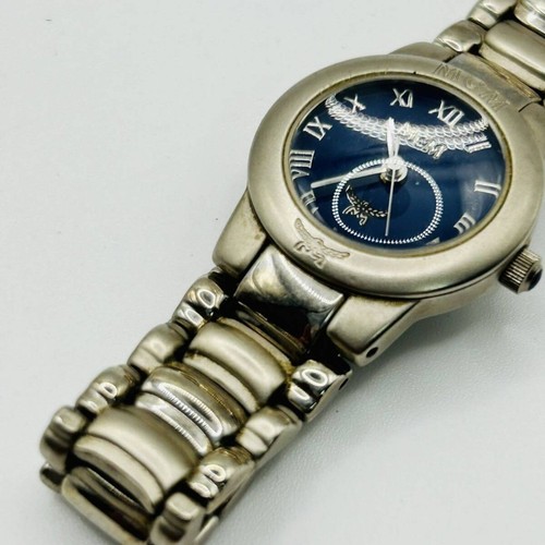 MCM | AM Line 6991 Silver Stainless Steel & Deep Blue Dial Chain Bracelet Watch - Picture 4 of 10