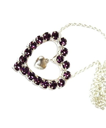 Amethyst Heart Pendant Crystal Necklace Gift For Her Romantic Jewellery - Picture 6 of 11