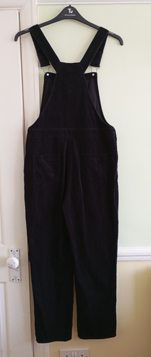 SIZE UK 12 NEW LOOK BLACK CORDUROY CORD FULL LENGTH DUNGAREES ALL SEASONS - Picture 14 of 21