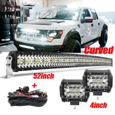 42/52 Inch LED Light Bar Combo + 4" CUBE PODS OFFROAD SUV Wiring For Ford + WIRE
