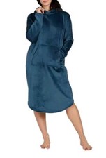 32 Degrees Heat Womens Hooded Cozy Lounger Sleep Shirt sz S / M Deep Baltic NEW