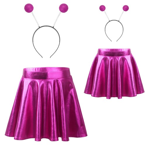 Girls Outfit A-Line Skirt Dance Short Dress Space Metallic Robot Flared Junior - Picture 16 of 72