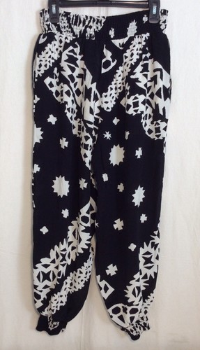 Women's Black/White ANTHROPOLOGIE Parachute PANTS Size M Stretch Casual/Career - Picture 4 of 7