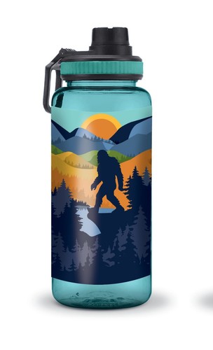 34 oz Bigfoot Sports Water Bottle Sasquatch Scene Travel Woods BPA free Plastic - Picture 2 of 3