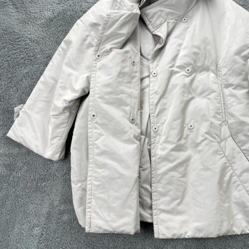 Brunello Cucinelli Jacket Womens Extra Large White Coat Removable Hood Silk - Picture 4 of 24