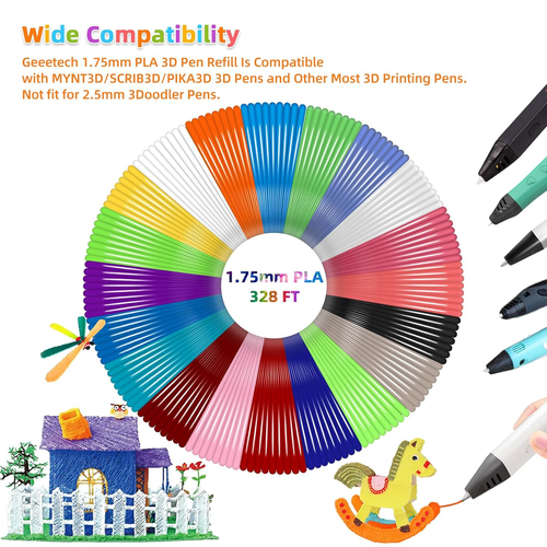 PLA 3D Pen Filament Refills, 20 Colors 1.75Mm 3D Pen Refills Set Smooth Printing - Picture 5 of 7