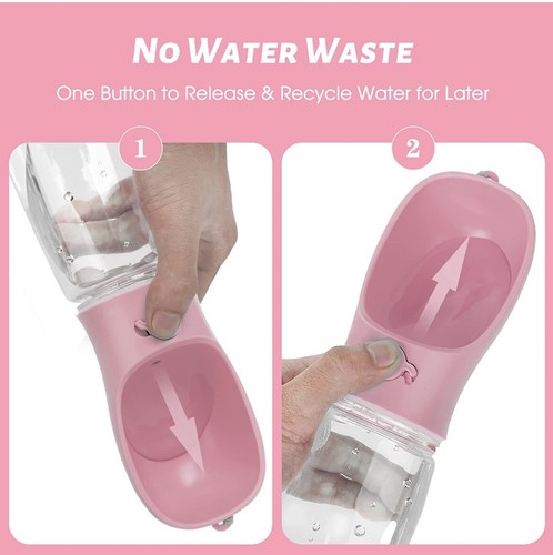 Hunde Trinkflasche, Auslaufsicher Tragbarer Welpen Wasserspender mit Trinkfutterautomat - Bild 3 von 6