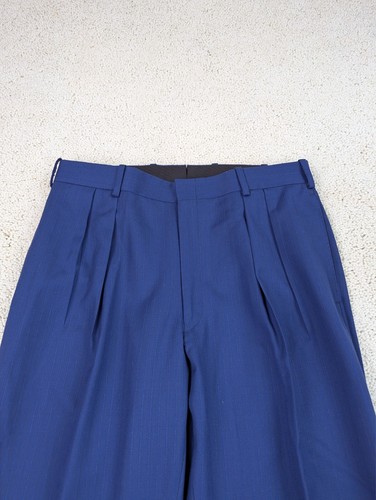 Traje Para Hombre 40L 32x33 Azul Rayas Lana 2 Piezas Chaqueta Pantalones Doble Pecho EE. UU. - Imagen 19 de 24