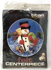 VTG 1986 Titan Needlecraft 12" Felt Centerpiece Kit NEW Snowman Christmas Decor
