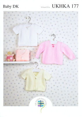 Baby DK Langarm oder Kurzarm Strickjacken Doppelstrick Strickmuster UKHKA 177