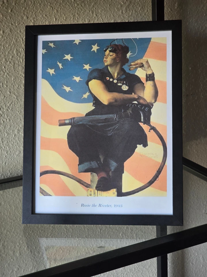Impressão artística emoldurada realista Rosie The Riveter por Norman Rockwell - Imagem 2 de 4