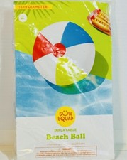 Sun Squad Inflatable Beach Ball 14 Inch Diameter Pool Party Toy Multicolor NEW