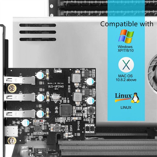 PCIe to USB 3.0 Expansion Card 5Gbps with 3 USB A and 1 Type C Ports For 2U Case - 第 6/6 張圖片