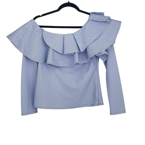 Luxe By Stylekeepers Womens Ruffled Striped Off-Shoulder Cottage Core Blouse Sm - Picture 7 of 10