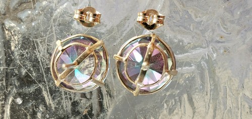 Mystic Topas Labcreated Rundschliff Ohrstecker 14kt massiv Gelbgold - Bild 6 von 12