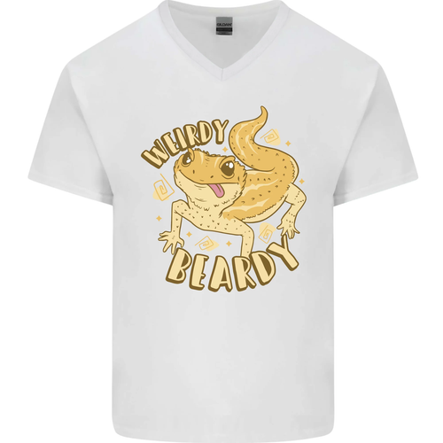 Weirdy Beardy Funny Bearded Dragon Mens V-Neck Cotton T-Shirt - Picture 35 of 43