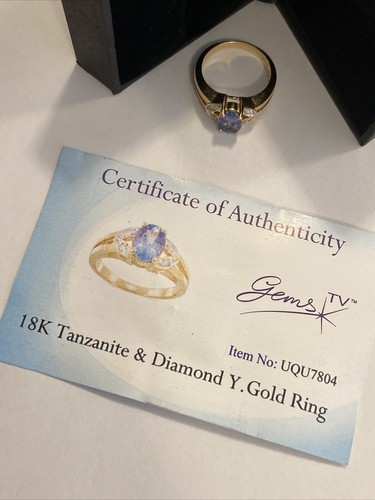 18ct Yellow Gold TANZANITE & DIAMOND Ring Size N Fully Hallmarked Birming. + COA - Picture 9 of 24