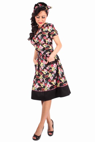 vintage Hawaii retro Hibiskus Blüten SWING Tulpenrock Petticoat Rock - Picture 3 of 10