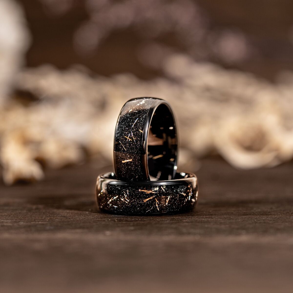 ☆nff☆ meteor ringblack nff1 Mens Solid Tungsten Wedding Band Black Galaxy Meteorite Ring