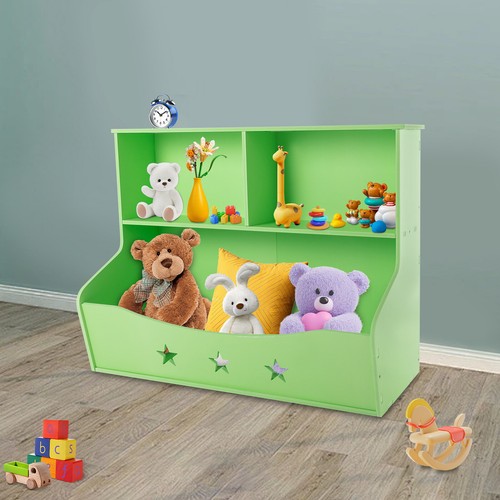 2-Tiers Kids Room Bookshelf Open Bookcase Toy Storage Shelf w/ Organizer Cabinet - Picture 17 of 18