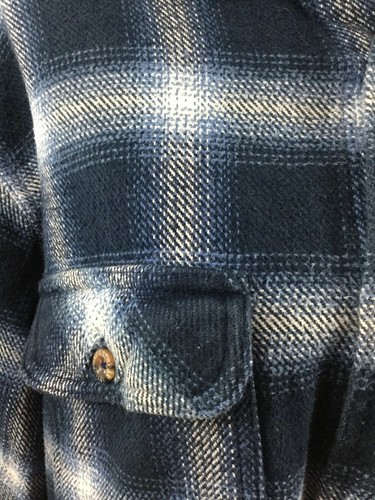 FIELD & STREAM Mens Heavyweight Cotton Shirt Blue White Plaid Button Up - Foto 7 di 10
